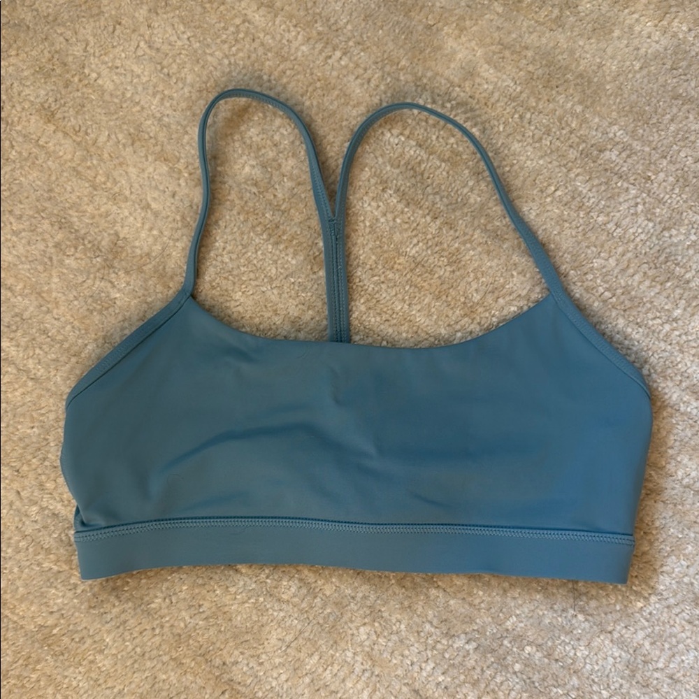 Blue Moisture-Wicking Sports Bra with Wide Straps
